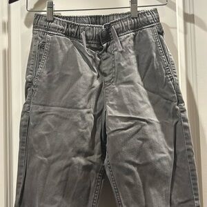 H&M Kids PullOn drawstring Joggers grey denim Pants faux fly pockets size 12
